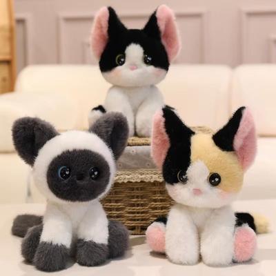 Stuffed Animal Siamese Cat Plush Cute Sitting Cat Plush Doll Stuffed Devon Rex  Xmas Gifts