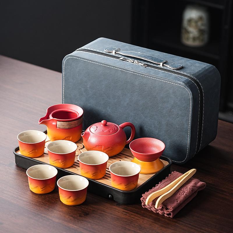 Office tea business gifts gradual change kung fu tea set portable travel tea set household light luxury ceramics