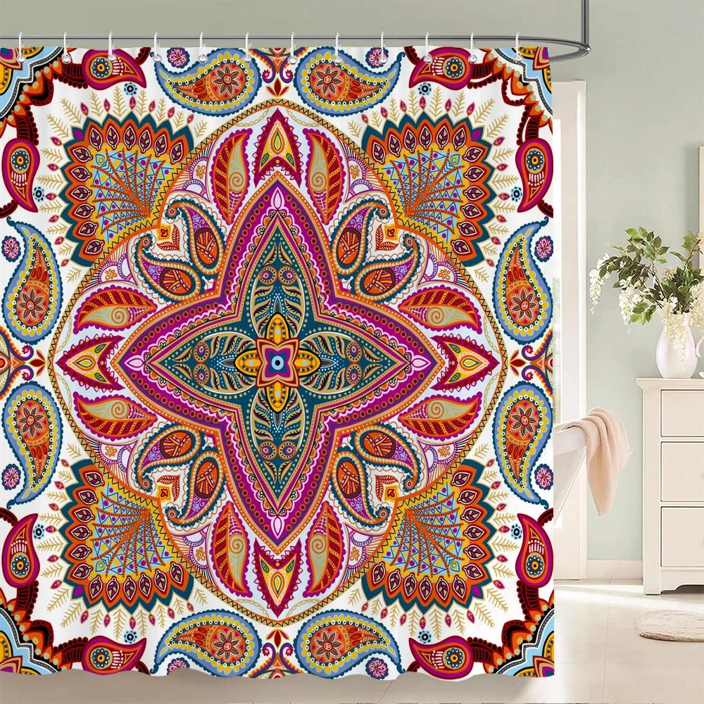 3D Printing Indian Boho Shower Curtain Bathroom Curtains With Hooks Bohemian Mandala Waterproof Fabric Bathtub Decor Screen