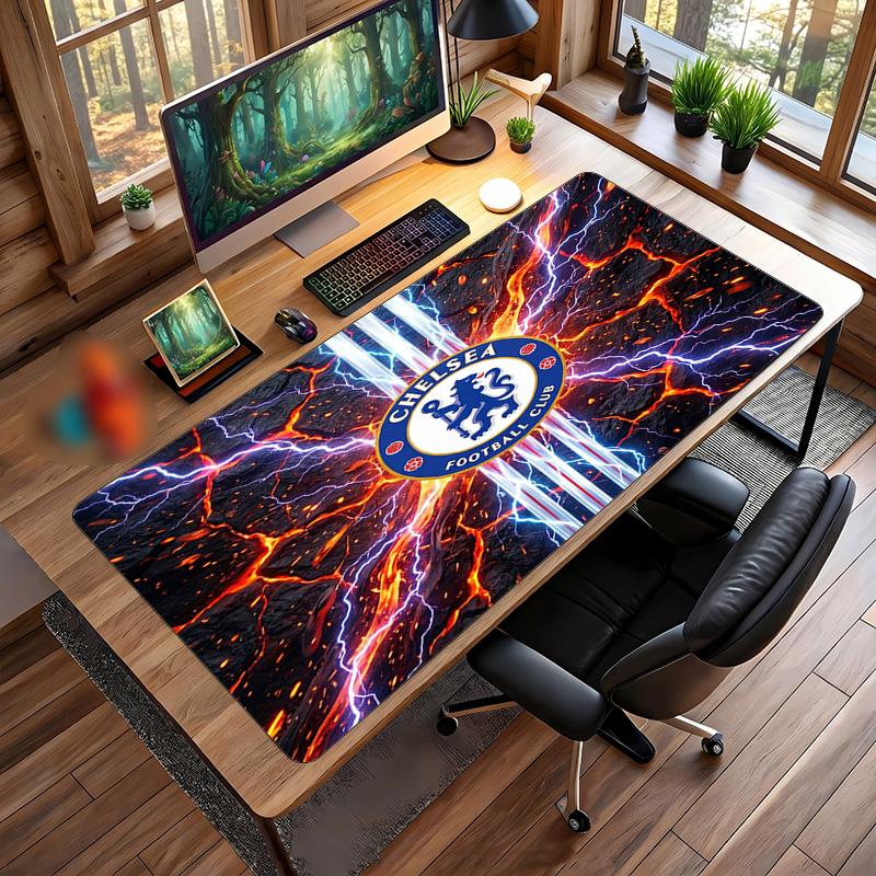 Tappetino per Mouse Grande Stampato Chelsea FC, Tappetino da Scrivania Gaming Morbido in Gomma Antiscivolo per Decorazione Ufficio Laptop Computer