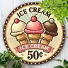 Vintage Ice Cream 8x8 Inch Metal Tin Sign Retro Wall Decor for Kitchen Cafe Bar