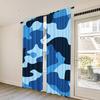 2pcs Contemporary Abstract Blue Camouflage Printed Curtains - Decorative Rod Pocket Window, Easy To Install, Machine Washable Po