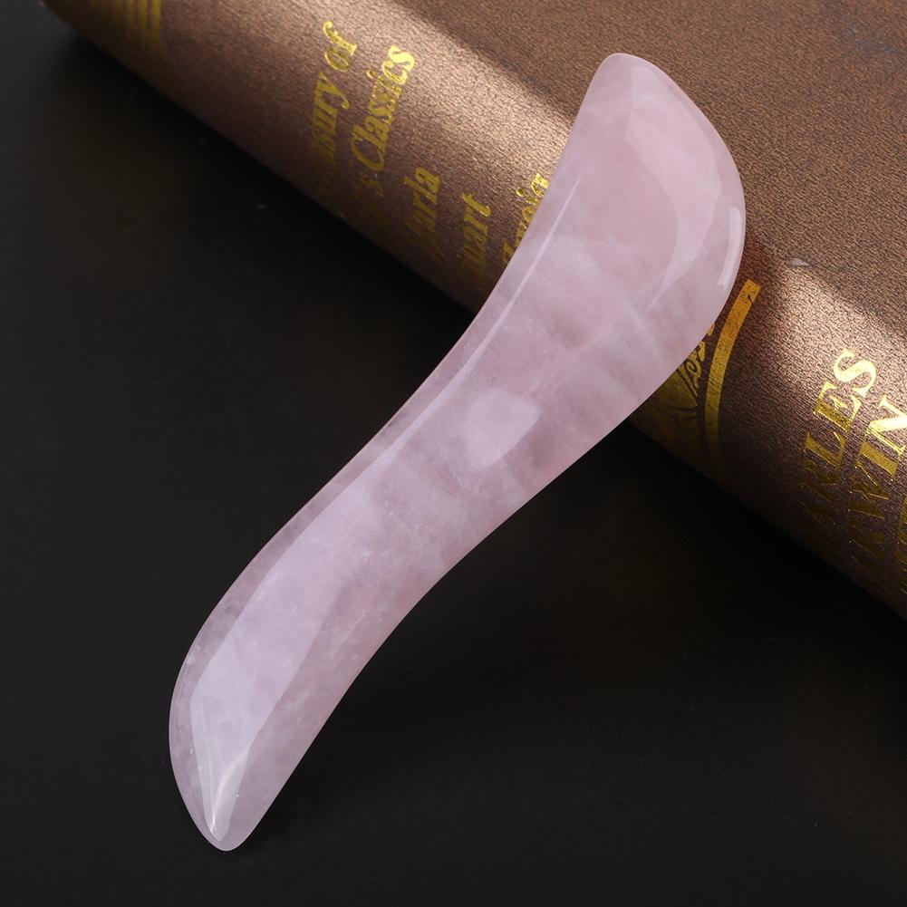 1pc Natural Rose Quartz Crystal Massage Wands Stone Face Massaging Tool Smooth 115mm 4.5in