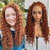 AIMEYA Ginger Orange Long Curly Lace Wig Cosplay Wig Halloween Synthetic Long Hair Role Play Wig for Women Girls Lace Front Wig