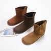 Johnature Vintage Handmade Genuine Leather Short Boots Solid Color Soft Cowhide Versatile Women Flat Boots