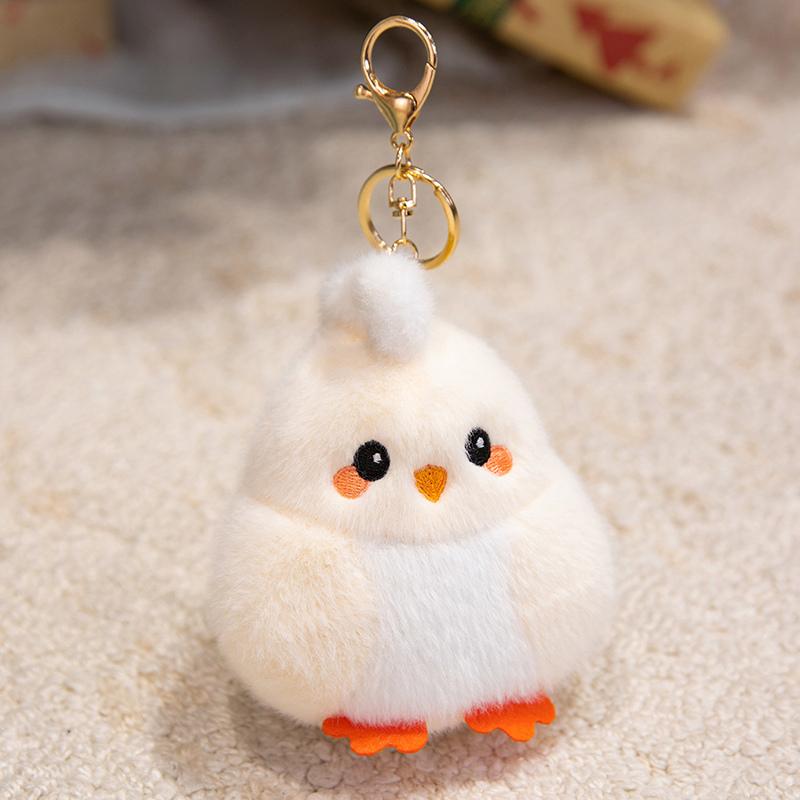 Pretty Cartoon Colorful Chick Plush Toys Cozy Fluffy Mini Chick Toys Funny Hanging Animal Doll Keychain Bags Decor Nice Gift