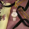 Jyullieoseu Wsb021 Mother-Of-Pearl Round Women'S Leather Watch + Free Bracelet