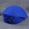 Elegant British Style Double Flower Woolen Beret Hat Ladies Winter Wool Felt Hat Airline Stewardess Cap