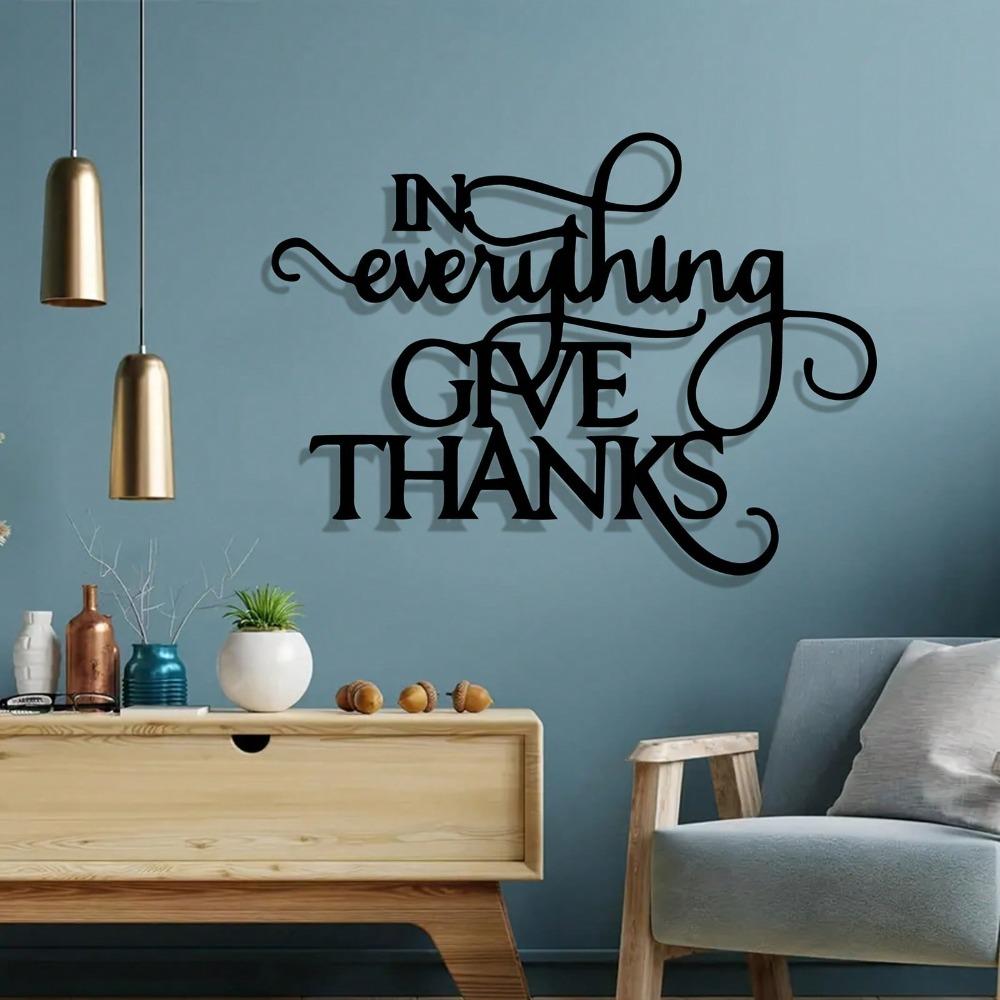 Vintage Give Thanks Metal Wall Art Iron Sign Home Decor Living Room