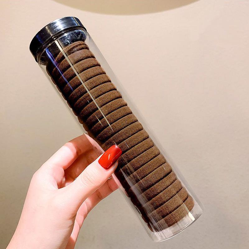 Korean High-Elastic Seamless Hair Ring: Durable Headband & Rubber Band with Leather Case