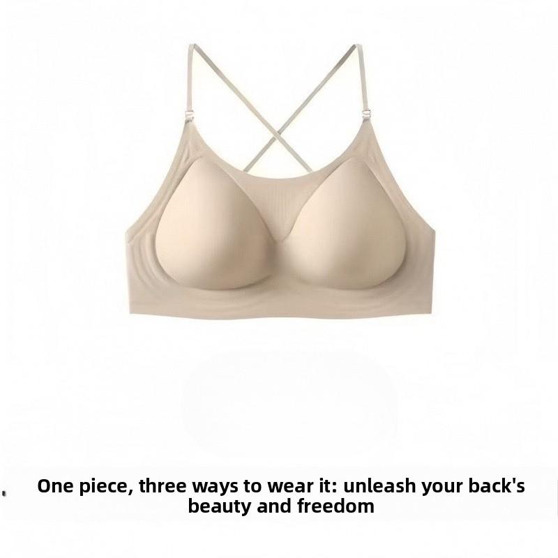 

Women s Summer Thin Style No Trace One Cup Thin Shoulder Strap Backless Invisible No Underwire Underwear M тілесний