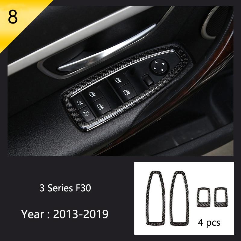 Car Styling Carbon Fiber Interior Button Panel Decoration Cover Trim Sticker Frame For BMW 3 Series F30 3gt F34 F32 Accessories