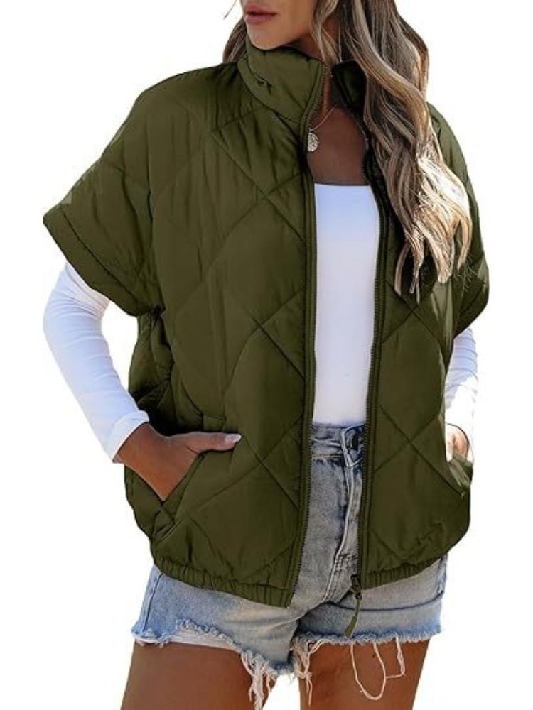 

Светло-хаки стеганый короткий пуховый жилет с передней молнией и боковыми карманами XXL армия зеленый