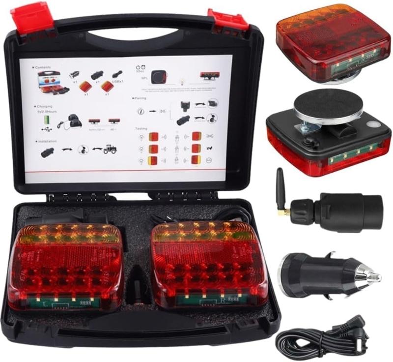 LED Wireless Trailer Lights Magnetic Trailer Lamp Tail Lights for Truck Vehicle Rechargeable Towing Light Kit