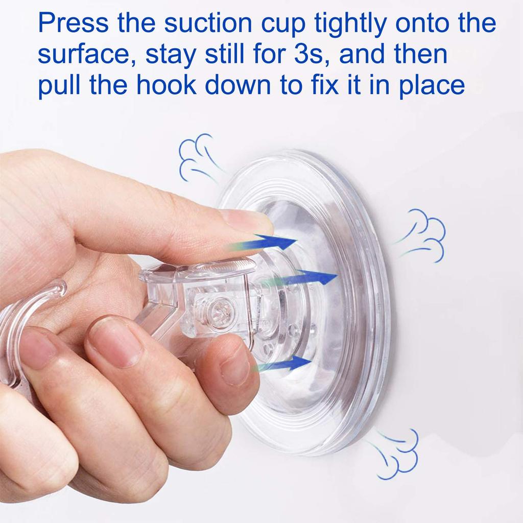 Suction Cup Does Not Damage Suction Cup Load Capacity No Screws Set of 4 WOVTE Hook, Strong, Walls, Hook, Transparent, 3kg, Required, Reusable,
