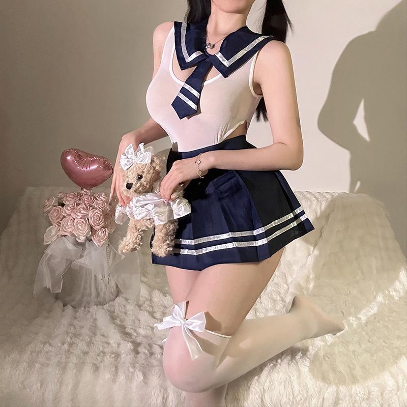 Fun Inside J Wind Soft Sister College Wind Short Skirt Pure Student Clothing Sailor Secretary Uniform Temptation Short Skirt Set