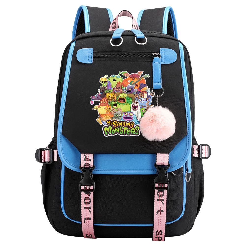 Game Monster Concert Printed USB Teen Student School Bag Men's and Women's Casual Webbing Flip Backpack