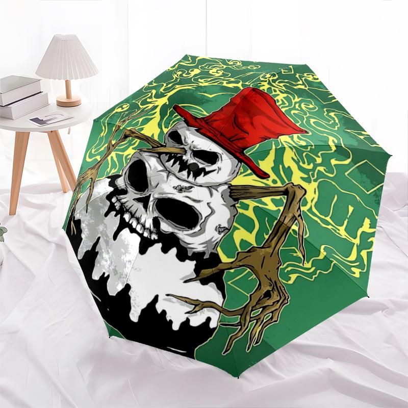 

1pc Skull in Top Hat Automatic Opening and Closing Cartoon Practical Umbrella, Lightweight 3-Fold, With Cute Cartoon Characters, Suitable for Home, Ou