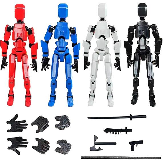 (Assembly Completed) Titan13 Action Figure,4PCS Action Figures,Titan13 Action Figure 3D Printed Robot Multi-Jointed Movable,Desktop Decorations for