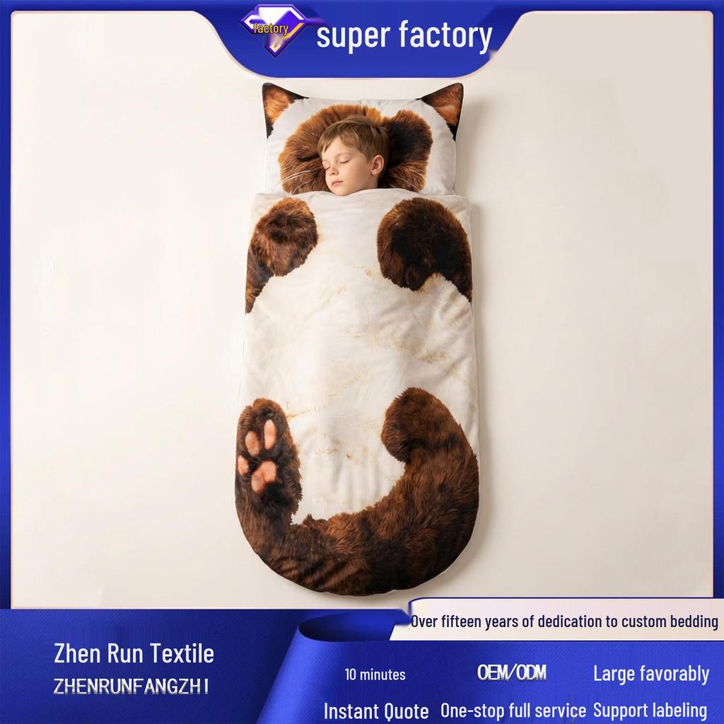 Accogliente Sacco a Pelo Peluche Gatto Estivo per Bambini - Morbido, Carino e Confortevole