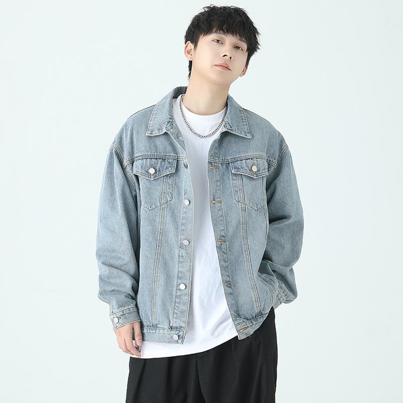 

Новая джинсовая куртка, Мужская модная брендовая верхняя мужская красивая осенняя одежда с рюшами, весенне-осенняя верхняя одежда, куртка с лацканами XXL