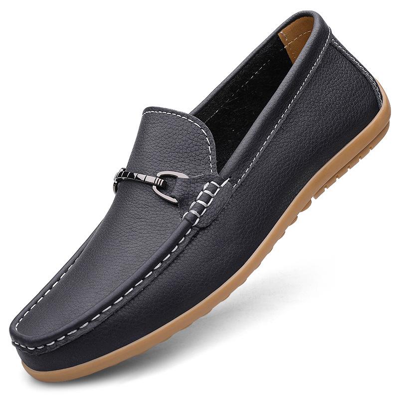 Men's Small Casual Leather Slip-on Shoes, Soft Sole, Breathable, Handmade, Large Size Driving Shoes.