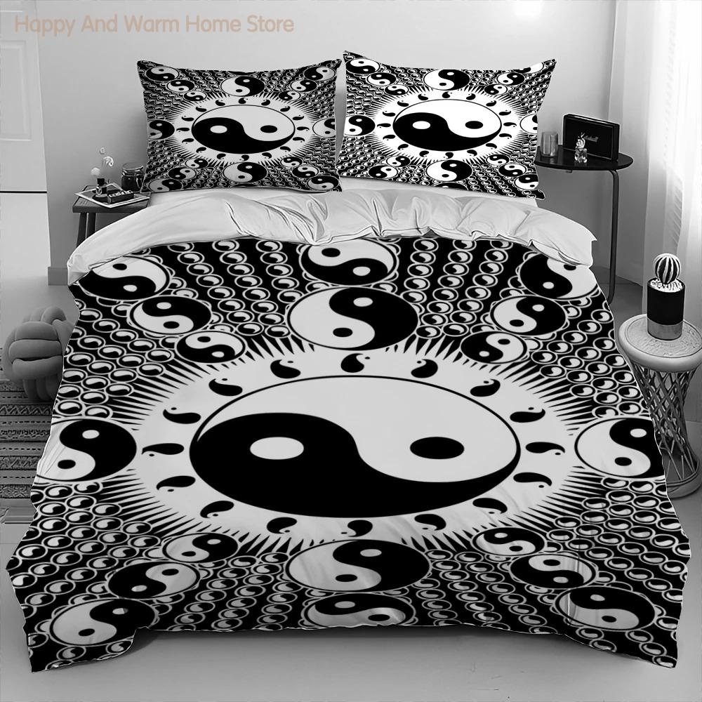 3D Kinesisk Tai Chi Bagua Yin Yang Sängkläder Set, Påslakan Sängset Täcke Örngott, King Queen Size Sängkläder Set Vuxna Pojkar