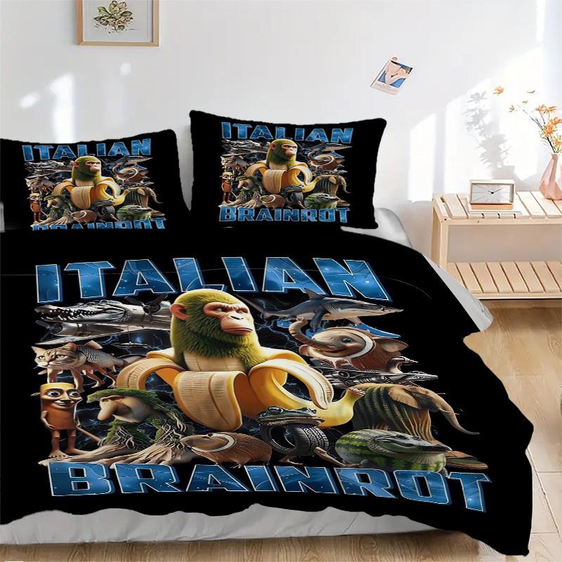 

Italian Brainrot Band Artwork Bedding Set 3 Piece Comforter Cover Gift for Bedroom,Includes No InsertB099 135x200cm