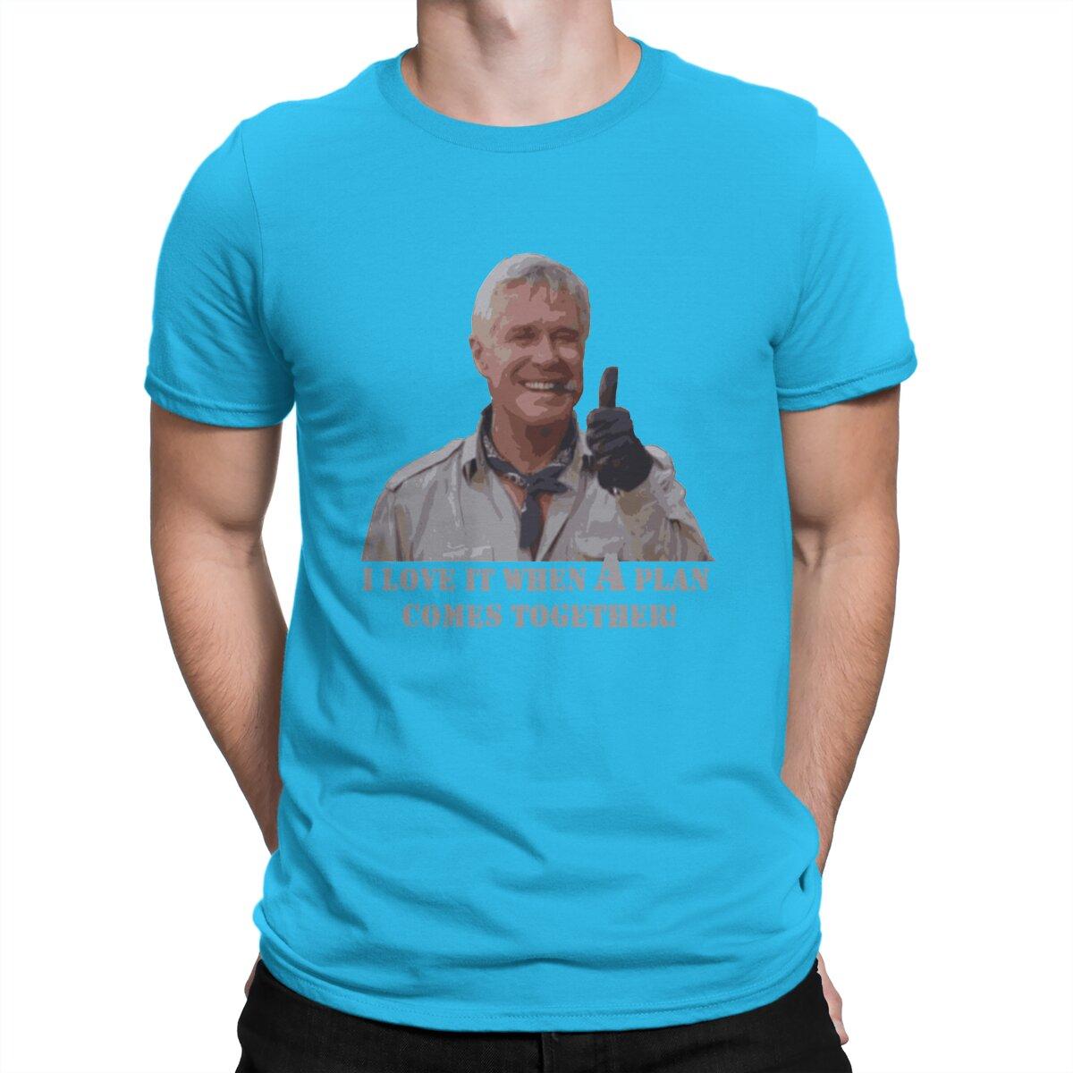 

Men Hannibal Smith Old School T Shirts The A-Team Cotton Tops Funny Short Sleeve Round Neck Tees Graphic T-Shirts 4XL