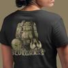 Bluegrass Unisex klassisches T-Shirt mit Banjo und Geige - Bild auf dem Rücken