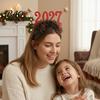Lightweight Decorative Frames 2 Pcs 2027 New Year Eyeglasses, Plastic Glitter Number Glass Frame, Christmas Party Accessories Shiny Unisex Headband