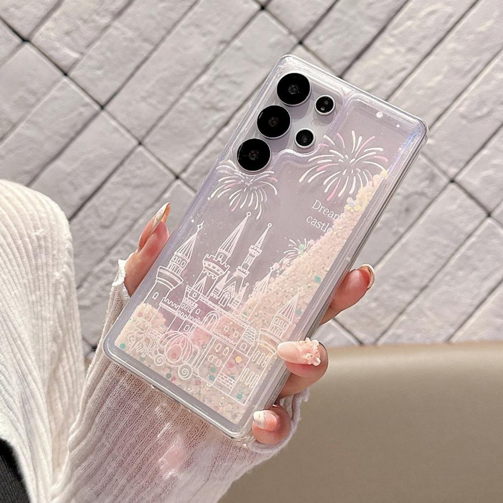 Y2K Castle Noctilucent Quicksand Glitter Case For Samsung Galaxy S25ultra S22 S23 S24 Ultra S25 Plus Transparent Silicone Cover