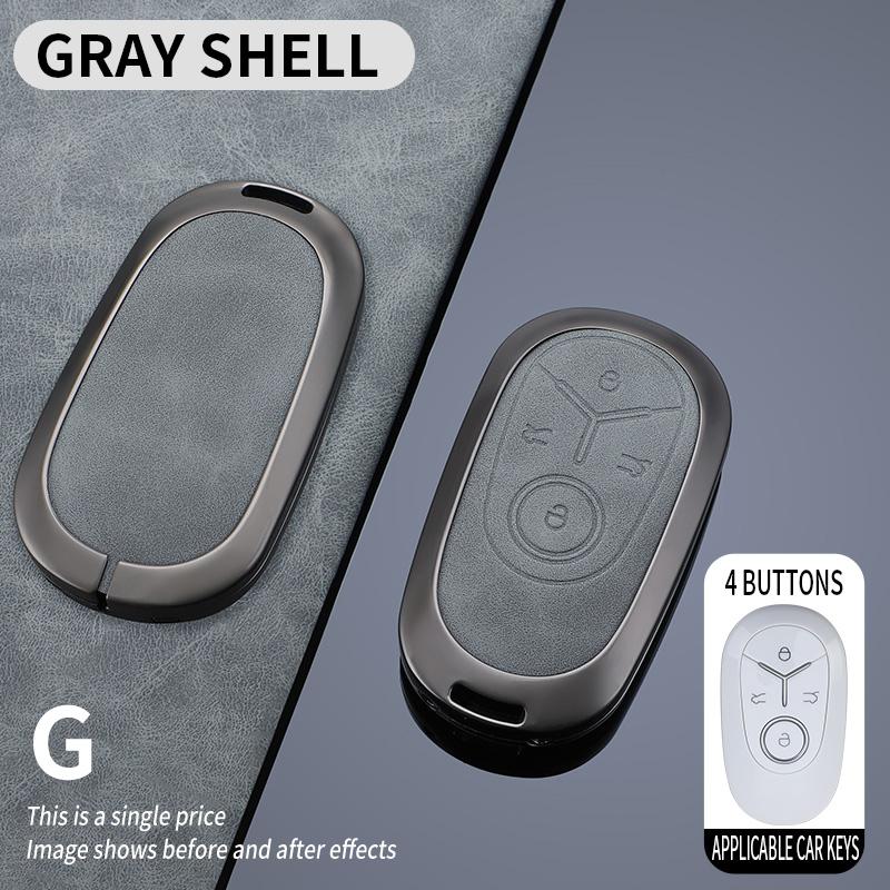 

Zinc Alloy + Leather Car Key Case Cover Shell Fob for 2025 Geely GEOME Galaxy Light Star Wishes 2025 Exploration Youth Version