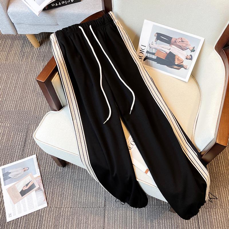 

Весенний модный комплект-двойка для женщин больших размеров: Топ со стойкой и рабочие брюки с тремя полосками Plus Size L [100-120 kg]