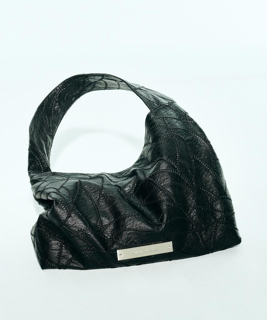Nick&Nicole Leather Wrinkle Tote Bag_Black