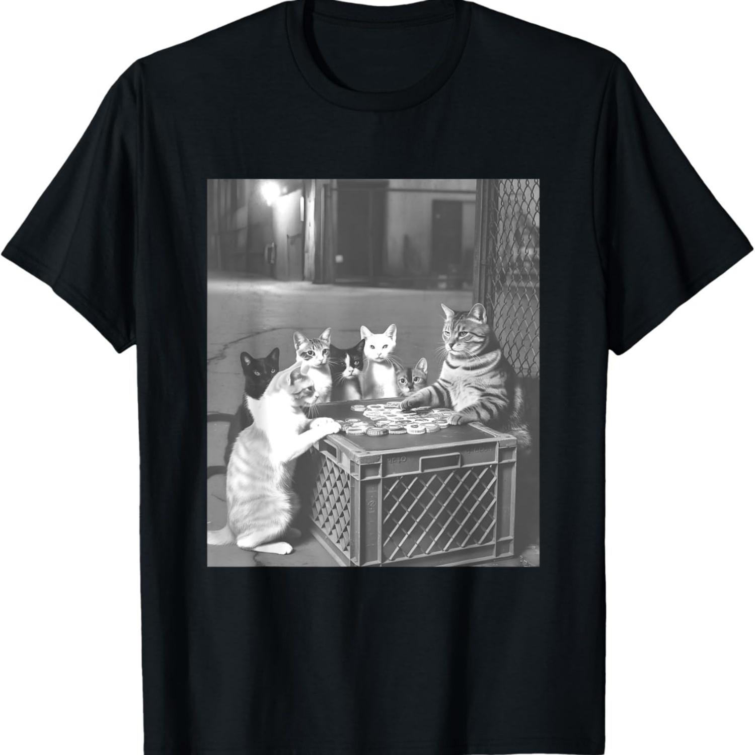 Cat Poker Gang Meme T-Shirt S чёрный
