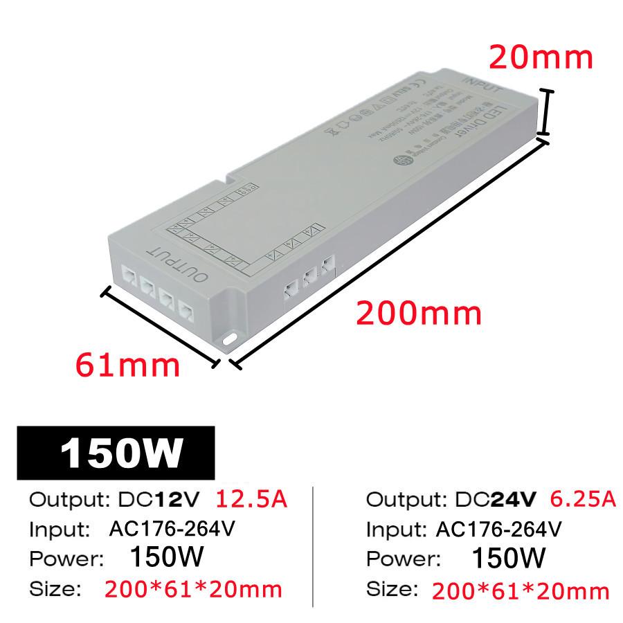 150W 220V to 12V 24V Switching Power Supply Adapter LED Strip Dimming Driver for Home Cabinet Wardrobe Lighting Transformer
