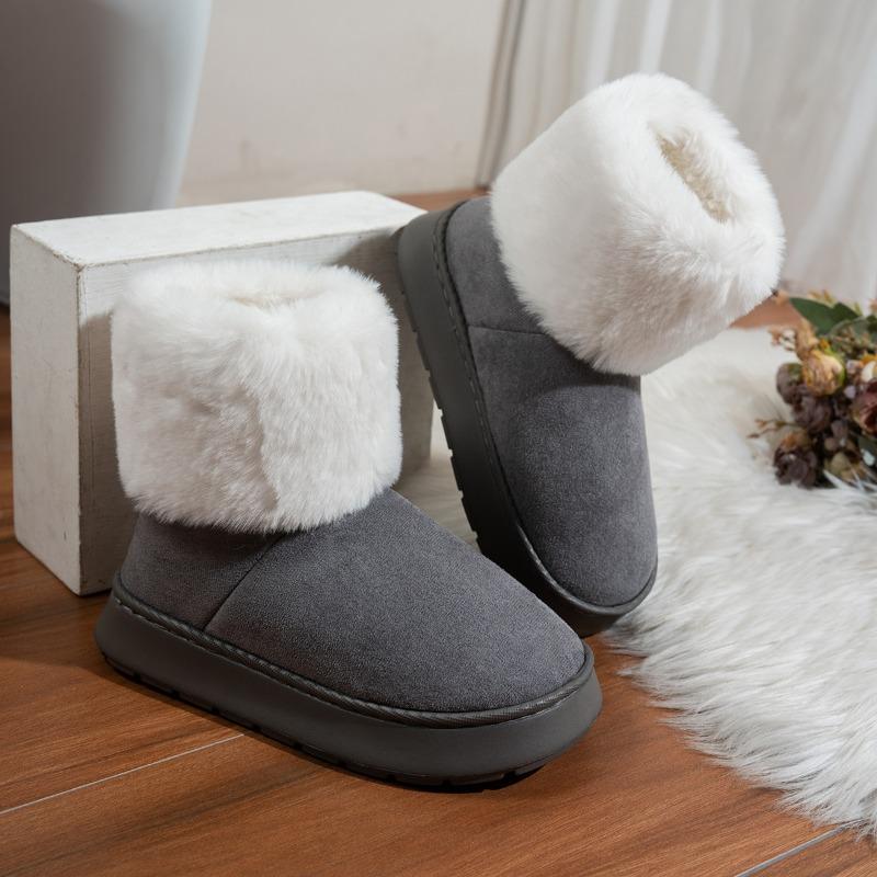 Warm Furry Women Winter Boots Non Slip Thick Bottom Daily Wear Round Toe Street Outdoor Light Weight Short Plush Cotton Shoes