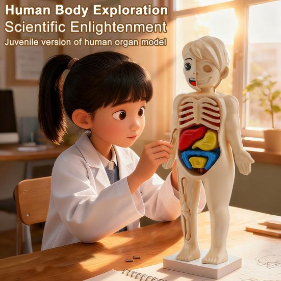 Kids Human Body Model with Tweezes Educational Body Structure Internal Organ Learning Toy Body Parts Assembly Kit 3D Anatomy Physiology Study Tool