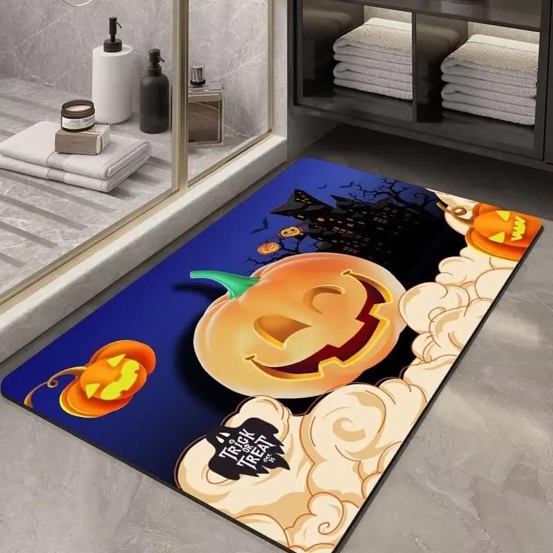 Halloween Decoration Soft Flannel Anti-slip Entrance Door Mat Bathroom Mat Corridor Kitchen Protection Stain Resistant Carpet