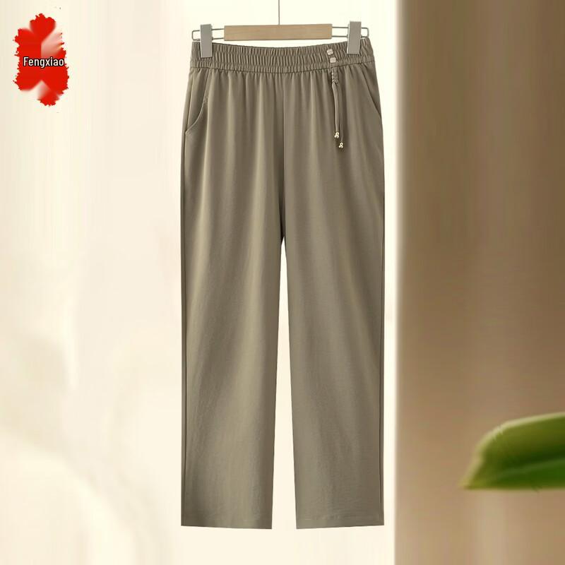 Women s Summer Loose Straight-Leg Pants 2XL кофейный