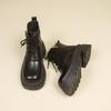2025 Summer New Models Show Height and Increase Platform British Single Boots Lace-up Middle Heel Martin Boots Women's Ins Versatile Short Boots