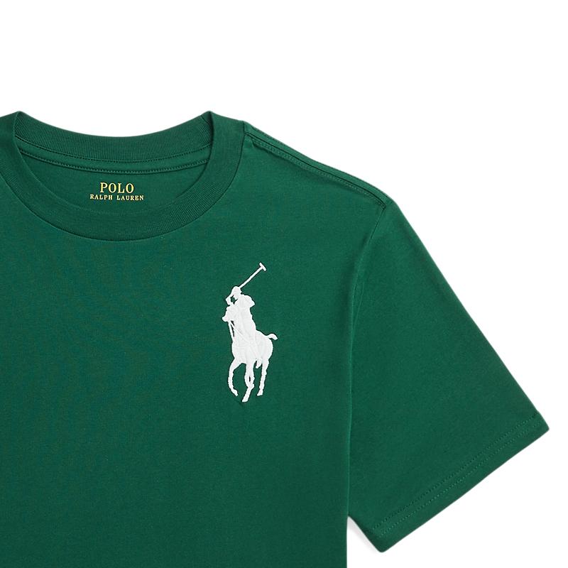 Polo Ralph Lauren T-Shirt Ss24 Digital Patch Plain Knit Crew Neck Short Sleeve New Forest Green Kids Tops CWPOTSHY8020828-300