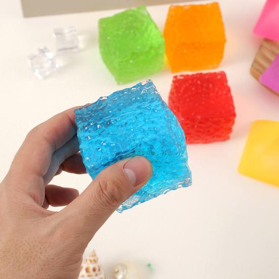 Anxiety Relief Cube Squeeze Toy Frosted Cone Sensory Stress Toy Soft Stretchy Geometry Pinch Toy Home Office Relaxation Tool