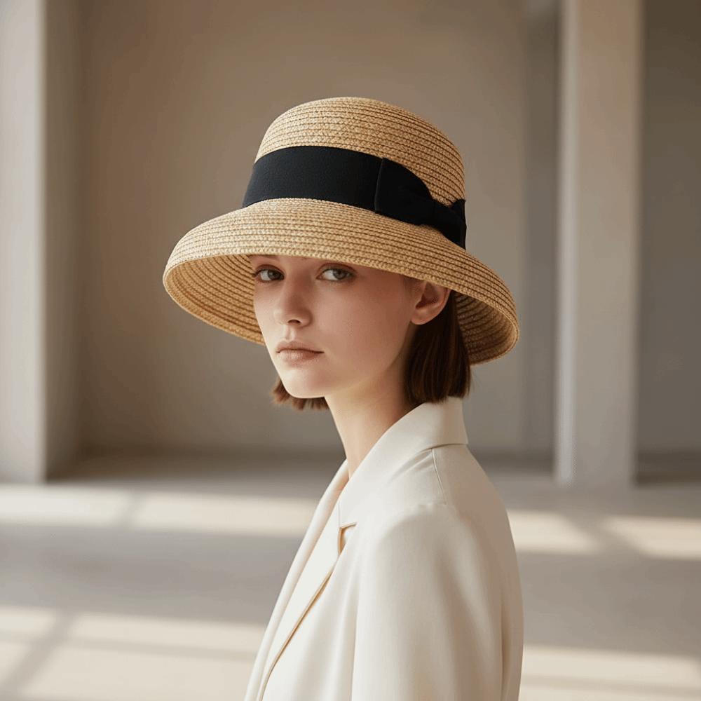 High-Density Weave Wheat Straw Cloche Breathable Round Top Straw Topper Sophisticated Travelers