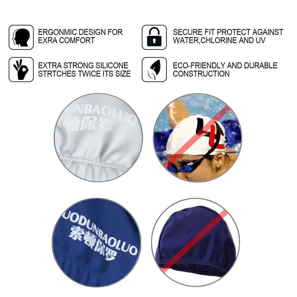 Ears PU Fabric Non-Slip Waterproof Swim Cap Swim Pool Hat Elastic Swimming Caps Swimming Caps