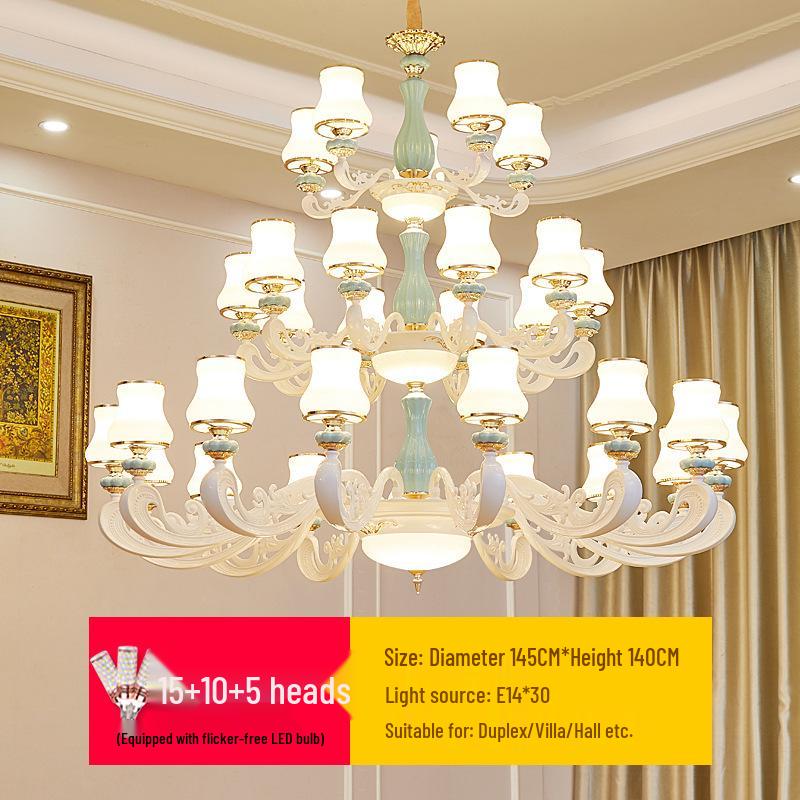 Modern European Ceramic Chandelier for Living Room, Restaurant, or Bedroom in Villa