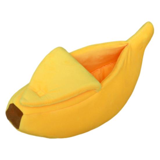 Cute Banana Cat Bed Plush Cozy Pet Cave Bed Semi-Enclosed Cat Hide Bed Fun Calming Bed for Puppies Cats Small Medium Sized Dogs