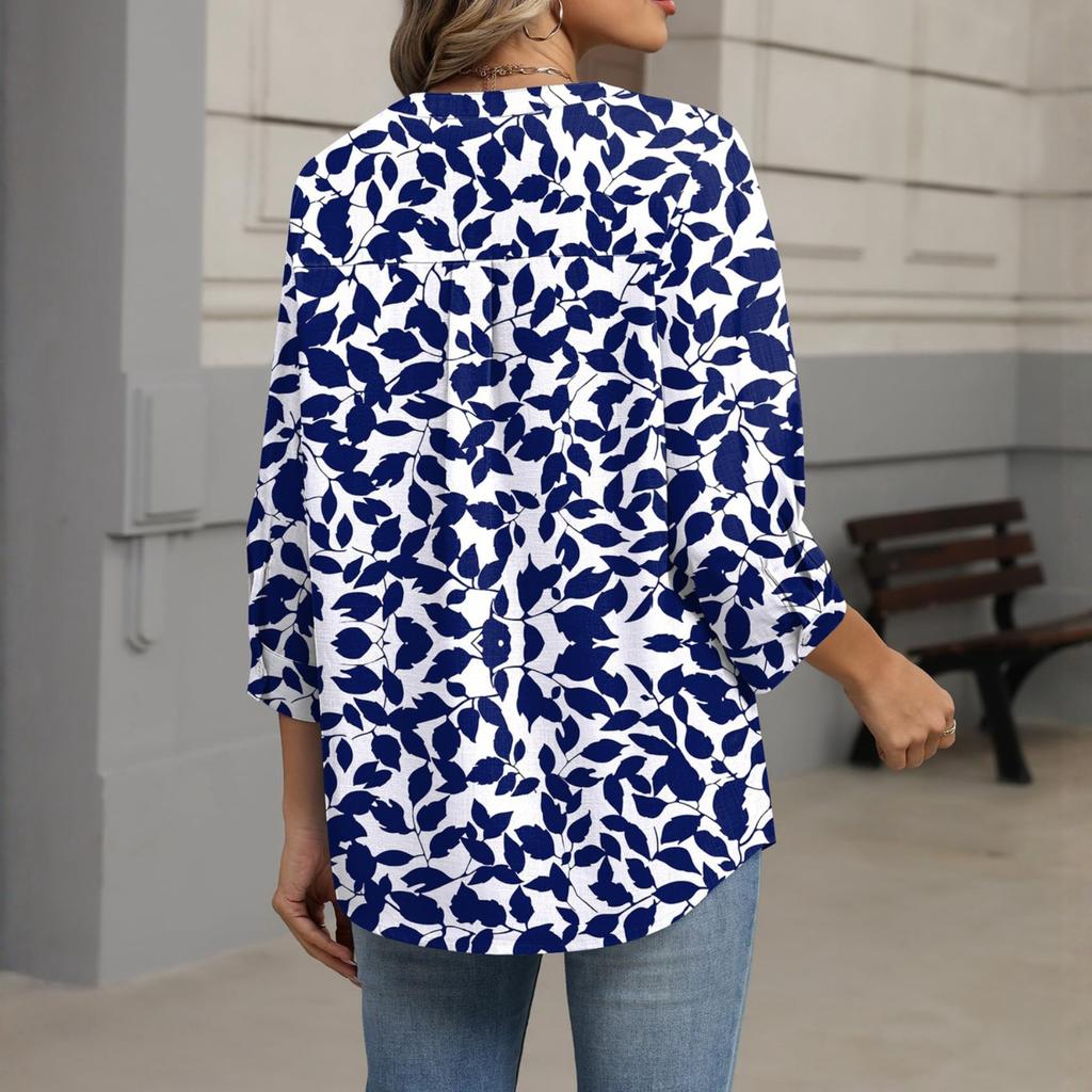 Modische, lässige Damenbluse im Vintage-Stil mit Print