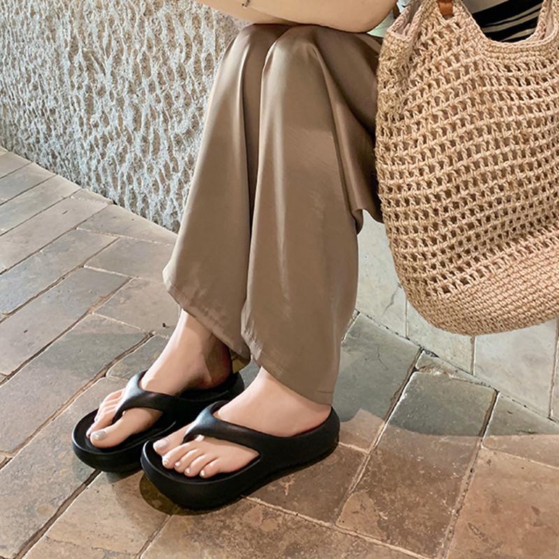 

Fashion silver platform flip flops women casual EVA thick bottom slippers female beach shoes woman thong sandalias mujer 2025 40 чёрный